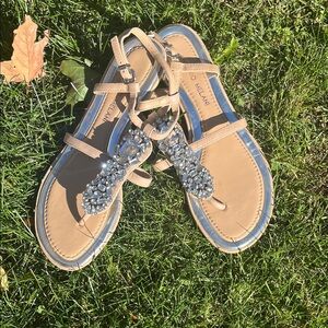 Antonio Mellani 8 Beige Sandals with Crystal Accents